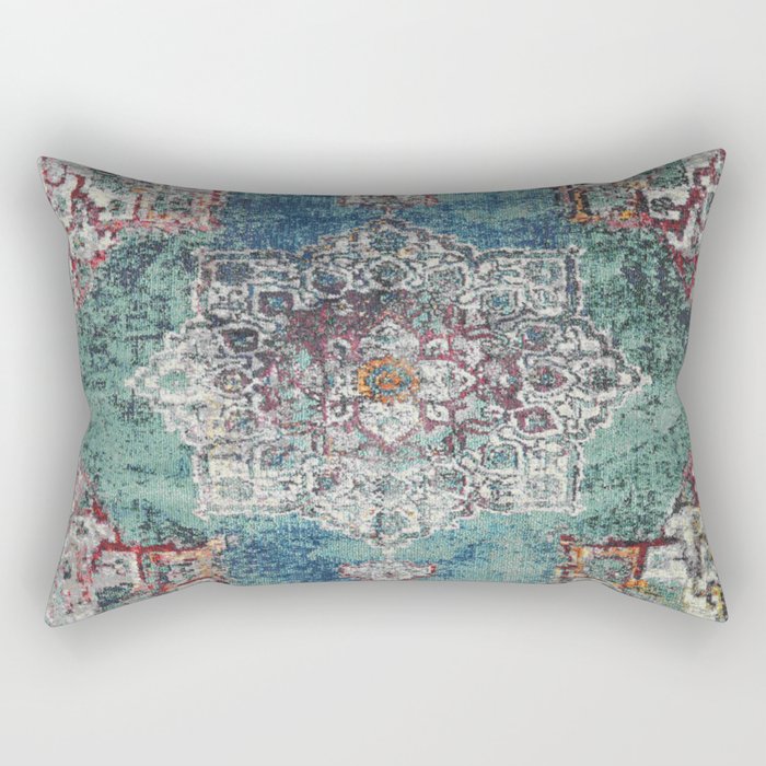 antique oriental blue carpet Rectangular Pillow