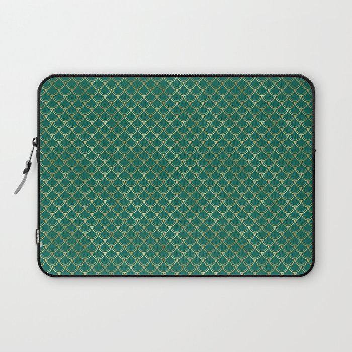 Gold Green Scales Pattern Laptop Sleeve