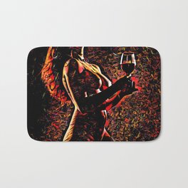 2375s-AB Nude Woman in Red with Wine Glass Abstract Feminine Power Flow Bath Mat