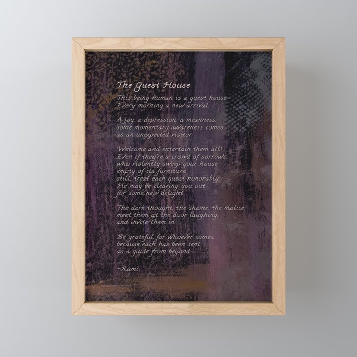 The Guest House by Rumi, Poetry Abstract Wall Art Framed Mini Art Print