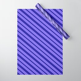 [ Thumbnail: Dark Blue & Medium Slate Blue Colored Lines/Stripes Pattern Wrapping Paper ]