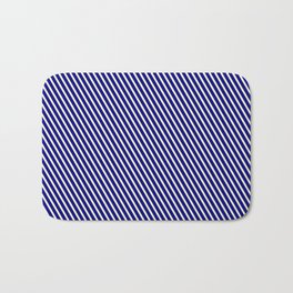 [ Thumbnail: Light Yellow and Blue Colored Stripes Pattern Bath Mat ]