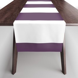 Dark Inky Plum Purple and White Cabana Stripes Table Runner