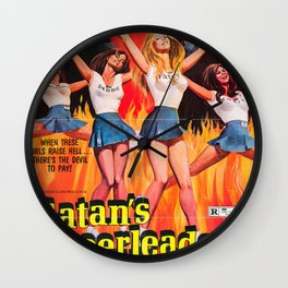 Satan's Cheeleaders 1977 Vintage Movie Poster Wall Clock | Hell, Comedy, Film, Terror, Retro, Old, Graphicdesign, Scary, Hot, Satan 