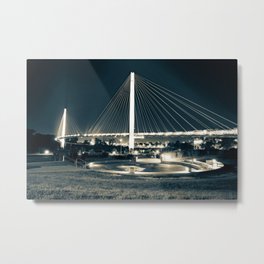 Bob Kerrey Pedestrian Bridge In Sepia - Omaha Nebraska Metal Print | Cityscapeprints, Omahanebraska, Blackandwhite, Sepia, Riverwalk, Pedestrianbridge, Omahaprints, Bikepark, Photo, Nightphotos 