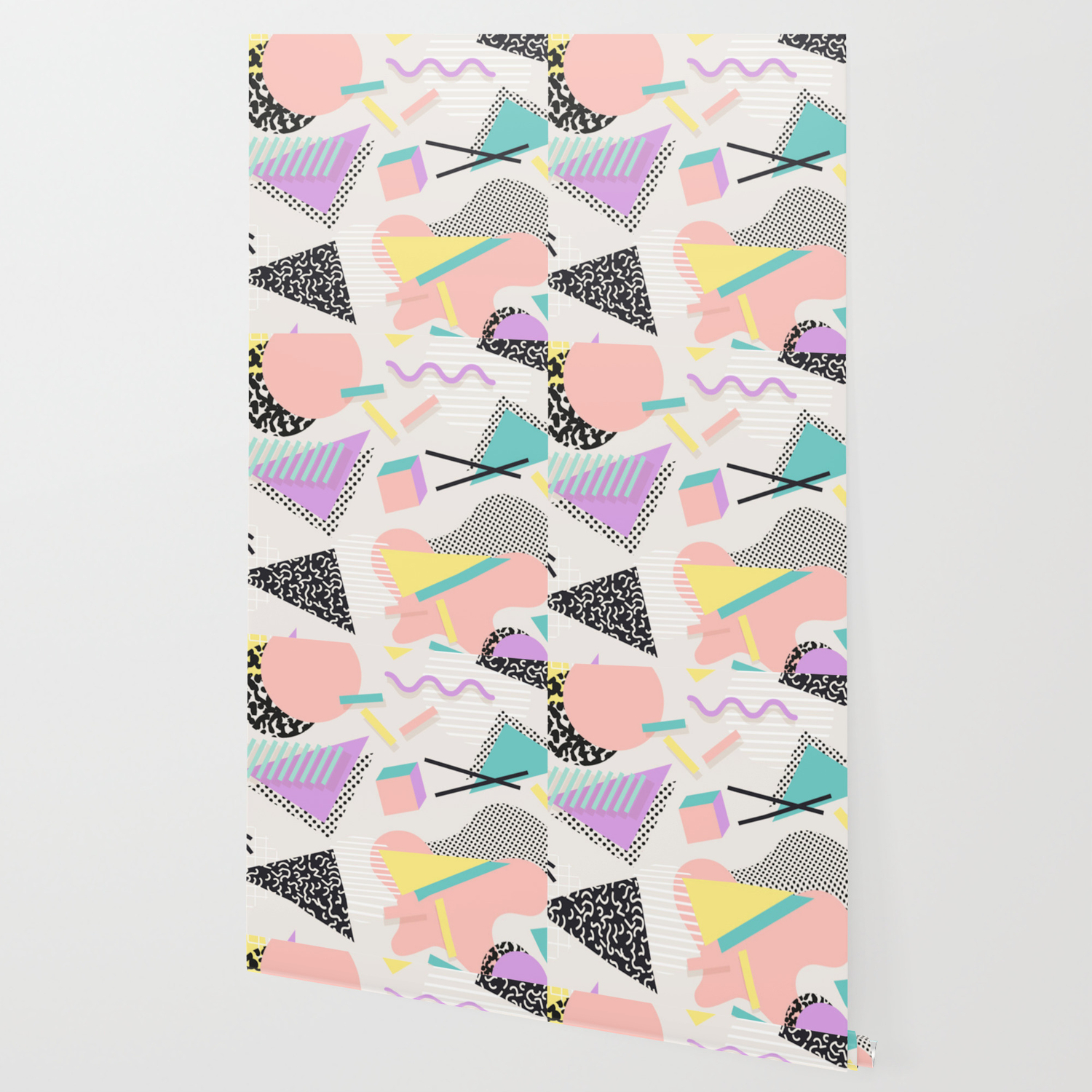 80s 90s Retro Abstract Pastel Shape Pattern Wallpaper By