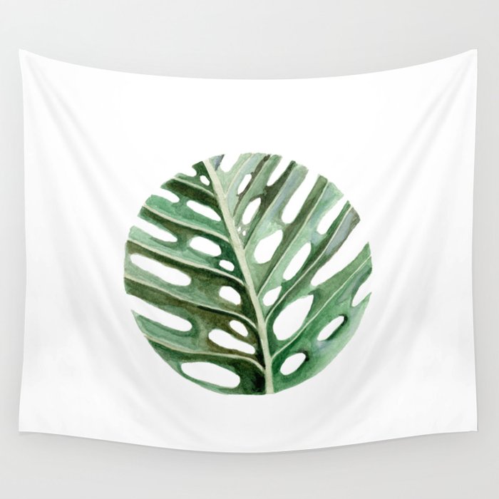 Circular Monstera Leaf Painting Wall Tapestry By Shealeenlouise