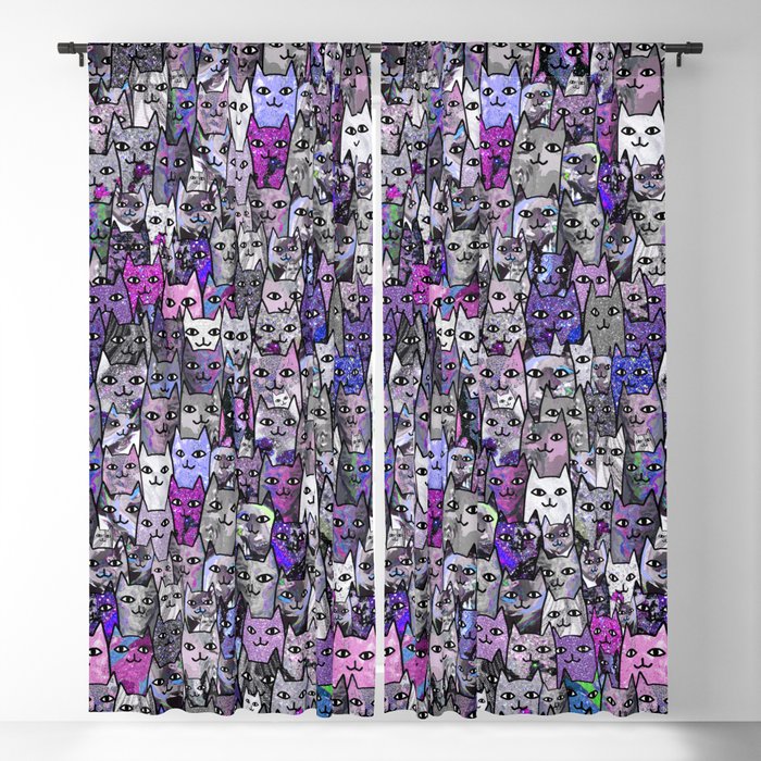 Ultraviolet Gemstone Cats Blackout Curtain