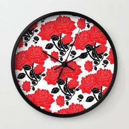 Red and black roses Wall Clock