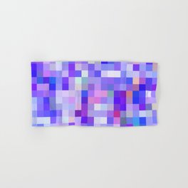 geometric square pixel pattern abstract background in blue pink purple Hand & Bath Towel
