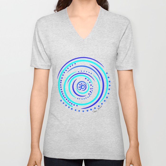 Rose_blue V Neck T Shirt