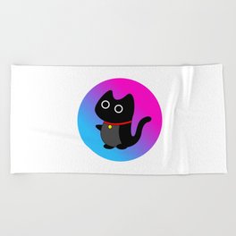 Black Cat Logo Beach Towel