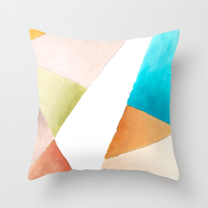 Geometric Watercolor Throw Pillow
