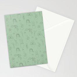 Sketchy Plants in Green  Stationery Cards