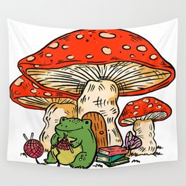 frog house under the mushroom Wall Tapestry