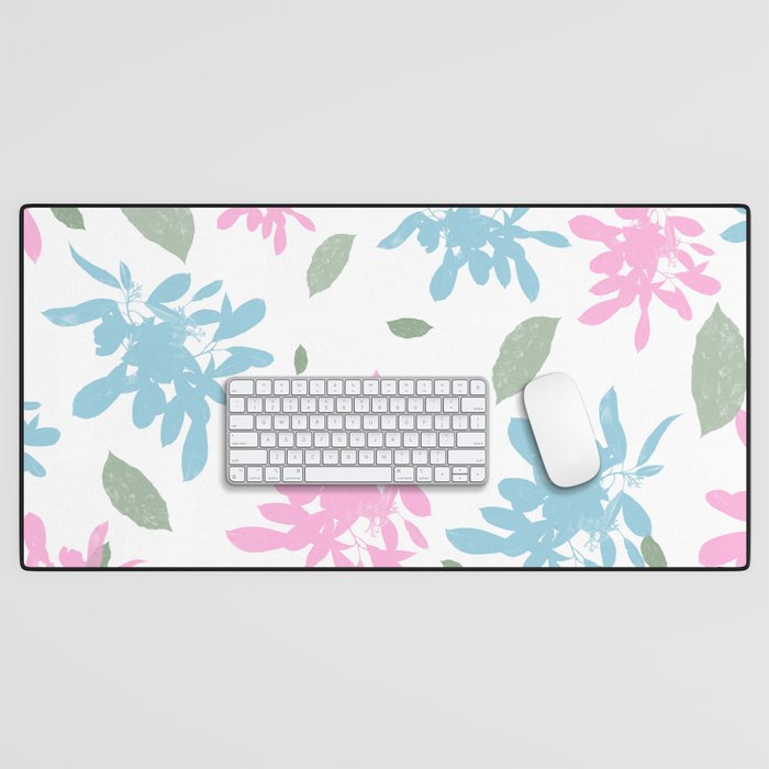 Pastel colours intense floral,simple pattern Desk Mat