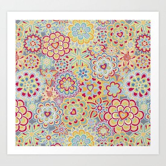My happy flowers in red. Art Print