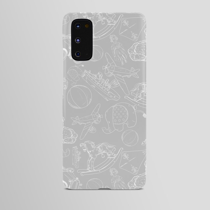 Light Grey and White Toys Outline Pattern Android Case