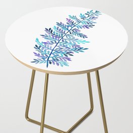 Watercolor Fern - Turquoise & Purple Side Table