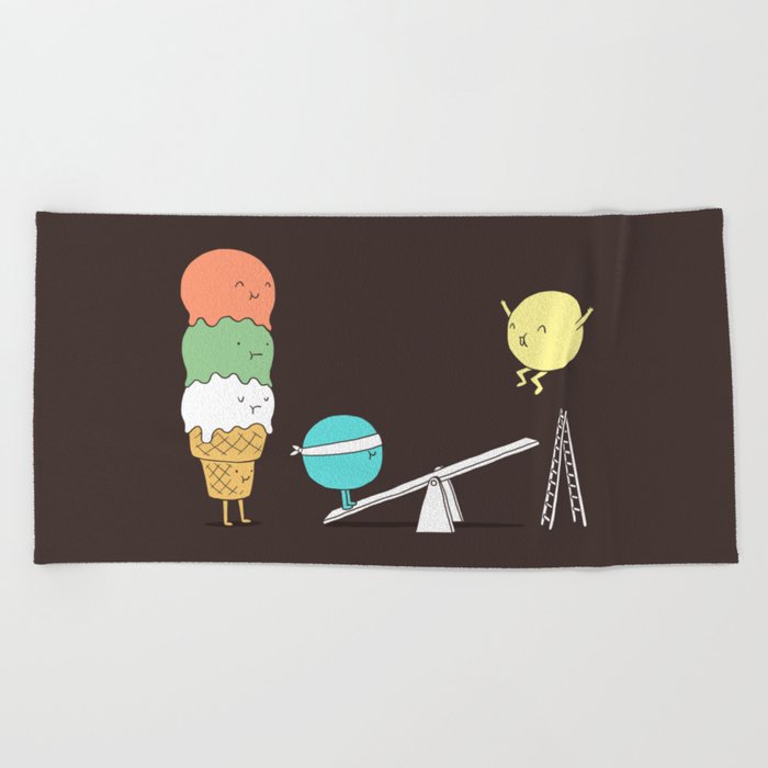 Acrobatic ice cream Beach Towel