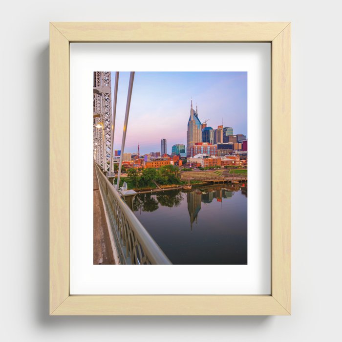 City of Nashville Over The Cumberland River Recessed Framed Print