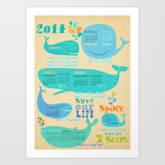 Whale Calender 2014 Art Print