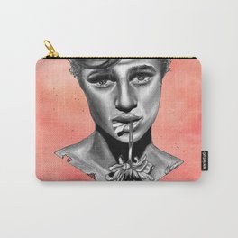 Black and White Graphite Crush on Pink Watercolor Painting Carry-All Pouch
