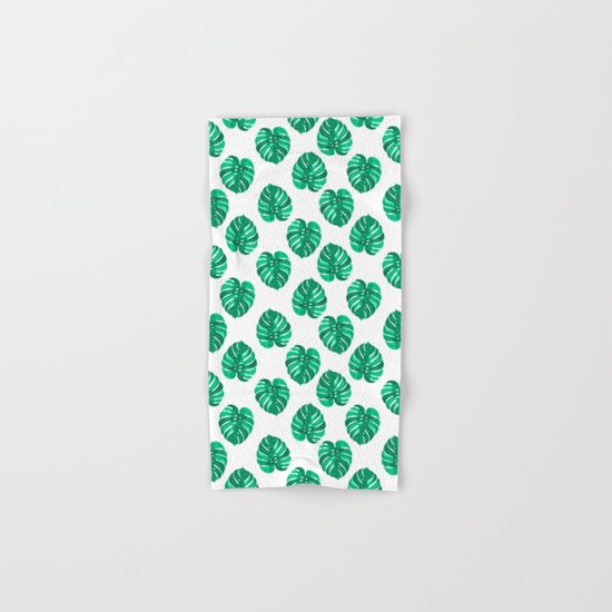 Monstera house plant leaf green painting pattern trendy hipster indoor house plant tropical garden Hand & Bath Towel