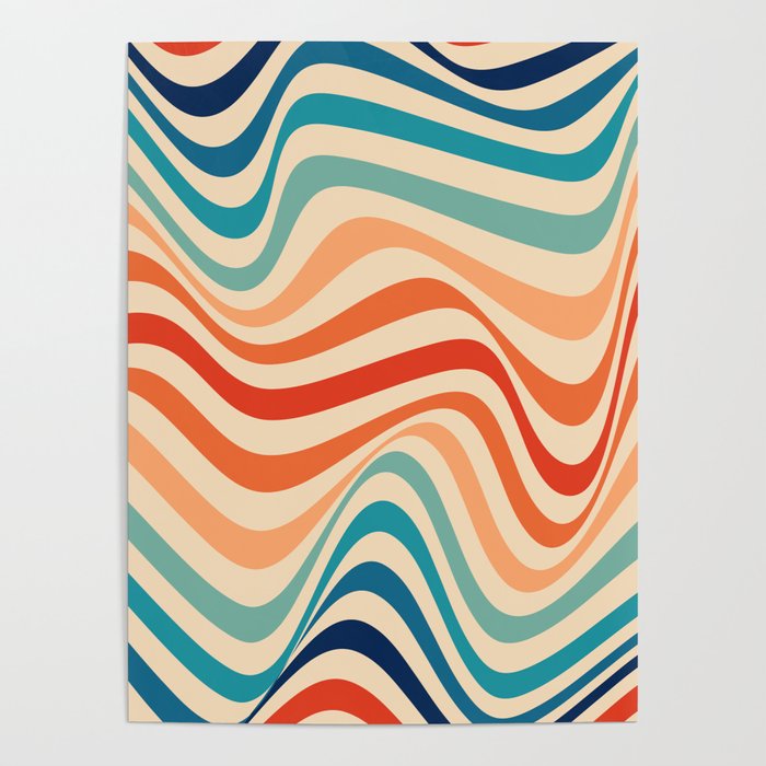 Retro 70s Color Palette | Optical Wave Illusion Poster