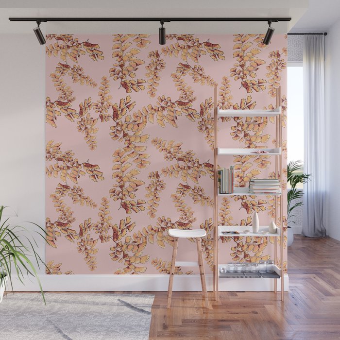 Gold leaves pattern Wall Mural