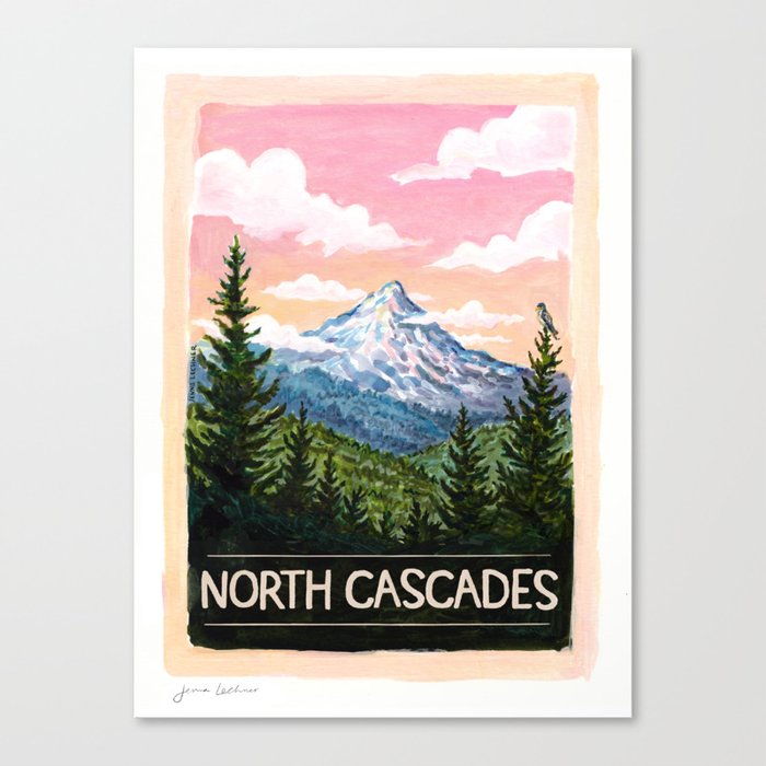 The North Cascades Travel Poster Canvas Print