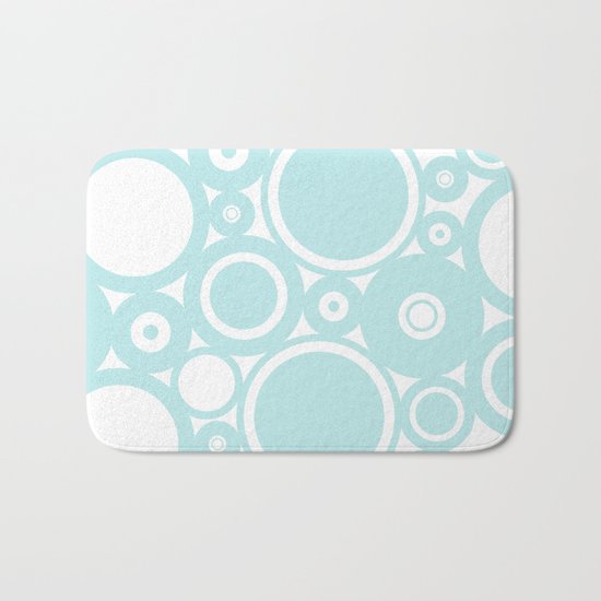 Blue dots and circles - abstract patterns - aqua Bath Mat