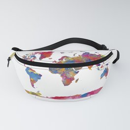 Watercolor World Maps Fanny Pack
