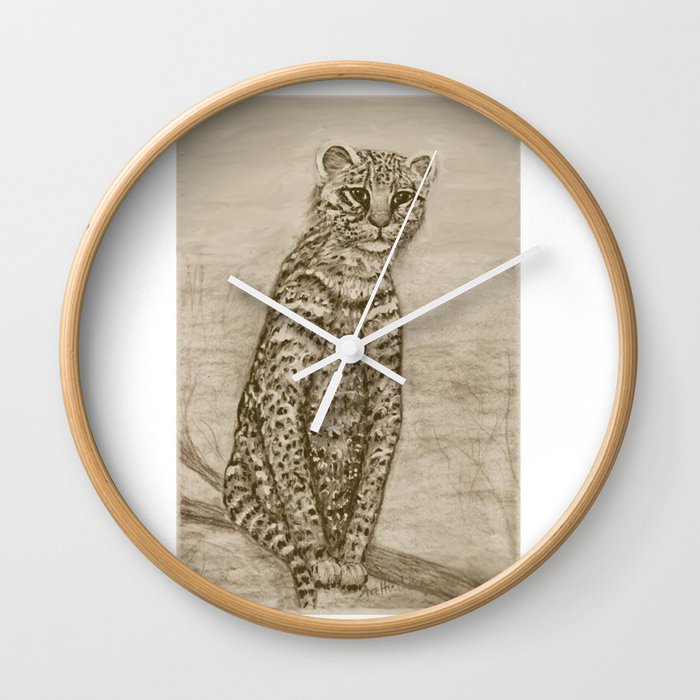 Ocelot Watching, by Ave Hurley Wall Clock