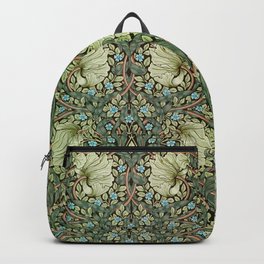 Pimpernel by William Morris Backpack | Floral, Williammorris, Wallpaper, Green, Artnouveau, Artsandcrafts, Blue, Flowers, Sidewall, Pattern 