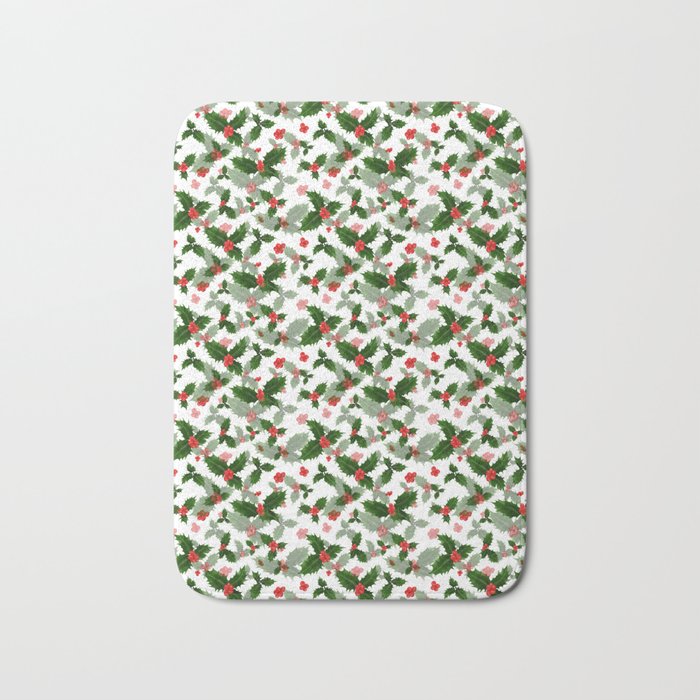 Christmas holly Bath Mat