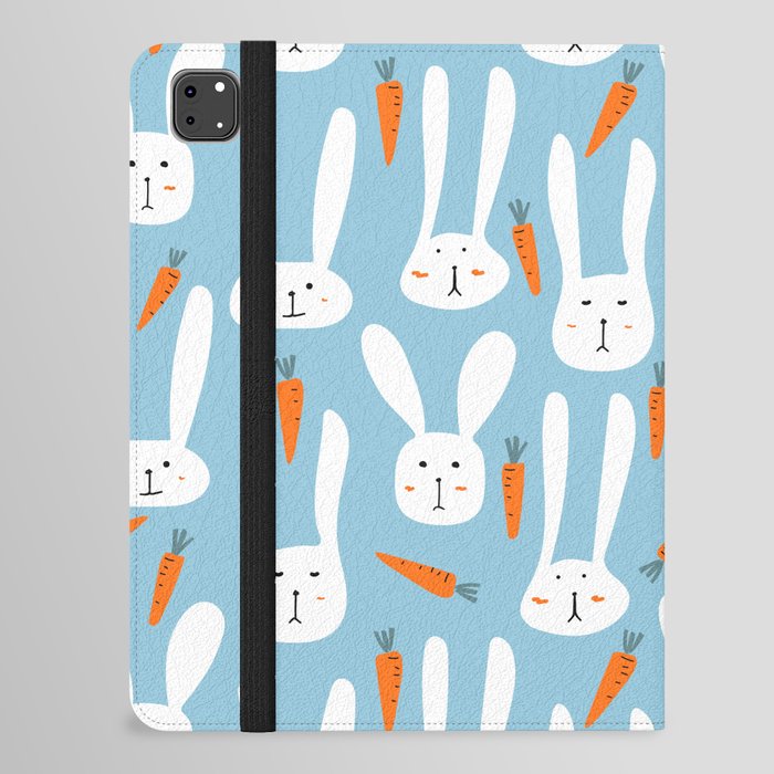 Bunnies & Carrots - Blue iPad Folio Case
