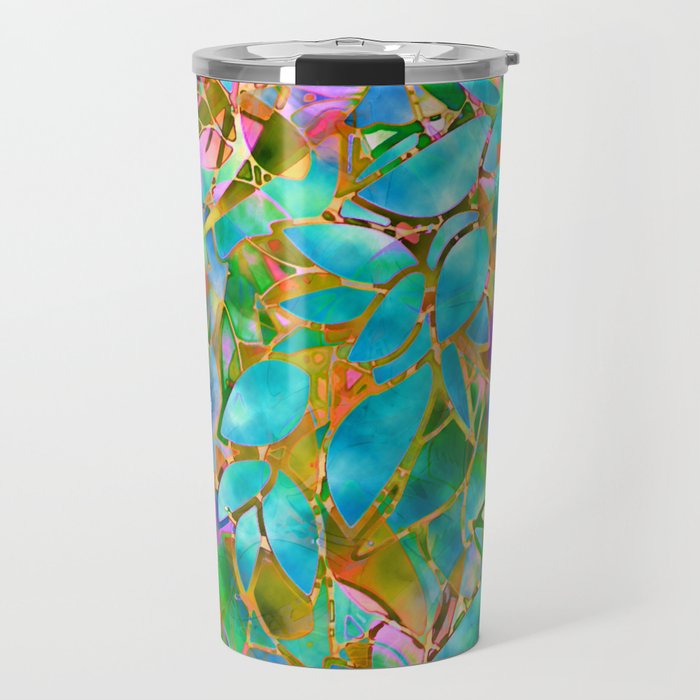 Floral Abstract Stained Glass G265 Travel Mug