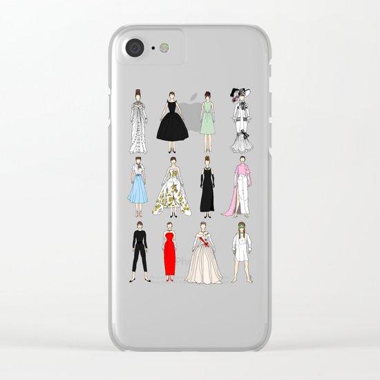 Outfits of Audrey Hepburn Fashion (White) Clear iPhone Case