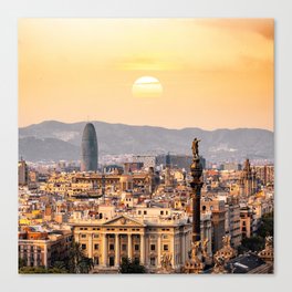 Spain Photography - Barcelona In The Beautiful Sunset Canvas Print