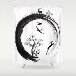 Enso Zen Circle Japanese Symbol Life Nature Tree Wildlife Shower Curtain