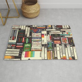 Cassettes, VHS & Video Games Area & Throw Rug