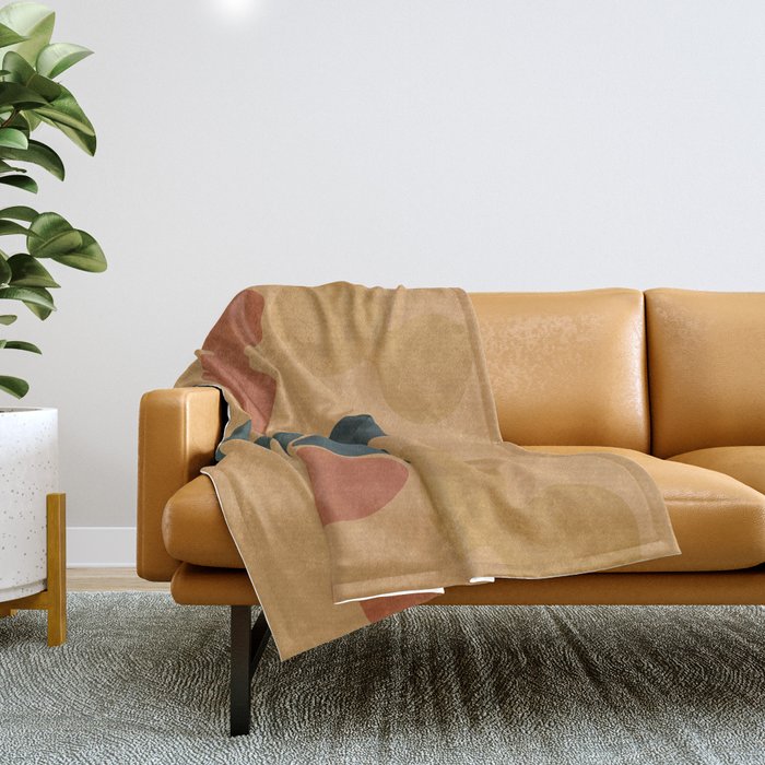 Nordic Earth Tones - Abstract Shapes 6 Throw Blanket