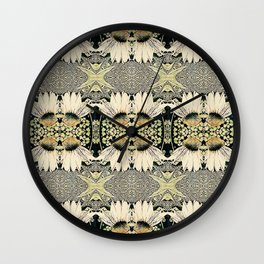Coneflower Ivory Yellow Graphic Design Wall Clock | Flowerdesign, Digital, Garden, Artdeco, Flowers, Echinacea, Illustration, Coneflower, Nature, Black and White 