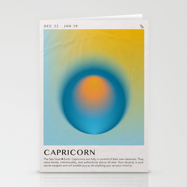 Capricorn Astrology Zodiac Aura Gradient Art Print Stationery Cards