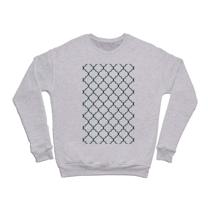 Moroccan Trellis (Dark Green & White Pattern) Crewneck Sweatshirt