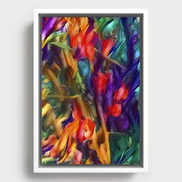 Impressionist Rainbow Painted Flowers Inspired by Chinese Quince Framed Canvas