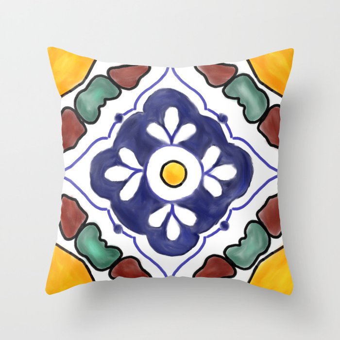 talavera tile Throw Pillow