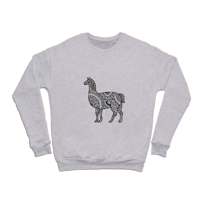 Llama zentangle pattern in black and white Crewneck Sweatshirt