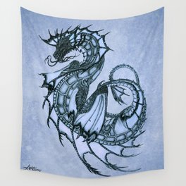 "Tsunami" by Amber Marine ~ Sea Dragon (Ice Blue Version) ~ Graphite Illustration, (Copyright 2005) Wall Tapestry